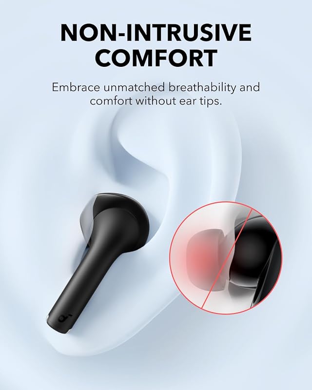 K20i di Anker, auricolari wireless semi-in-ear, Bluetooth 5.3, 36 ore di riproduzione, ricarica rapida, suono nitido e chiamate con 2 microfoni ENC, EQ personalizzata, IPX5, controllo app