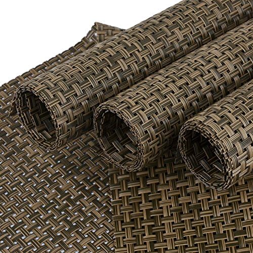 Placemat Set of 4 Reversible Kitchen Table Decor Woven Vinyl Table Placemats for Home Dinning Indoor/Outdoor restaurant place mats (4, Coffee02)