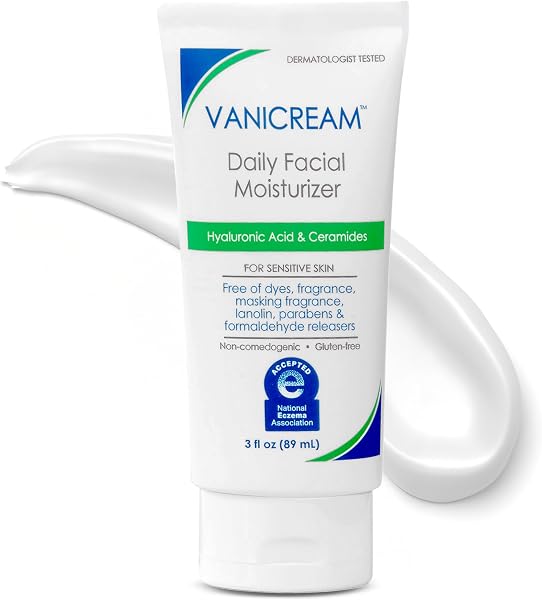 Vanicream Daily Facial Moisturizer, Face Cream with 5 Key Cermides & Hyaluronic Acid, 3 Fl Oz, Formulated Without Common Irri