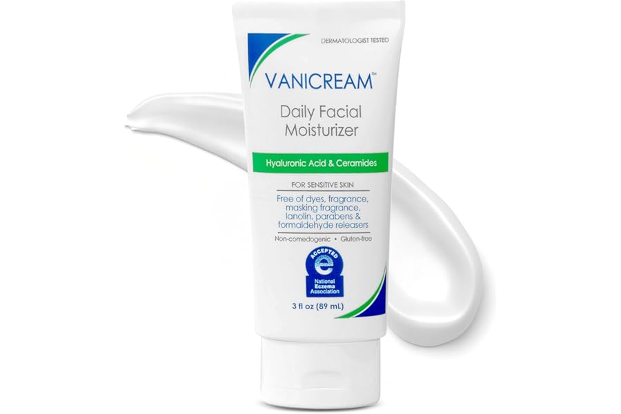 Vanicream Daily Facial Moisturizer With Ceramides and Hyaluronic Acid – Formulated Without Common Irritants for Those with Sensitive Skin, 3 fl oz (Pack of 1)