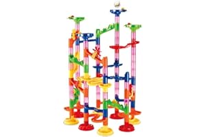 Jollymap Race Coaster Set, Elongdi Marble Run Railway Toys [ 105 Pieces ] Construction Toys Building Blocks Set Marble Run Race Coaster Maze Toys for Kids