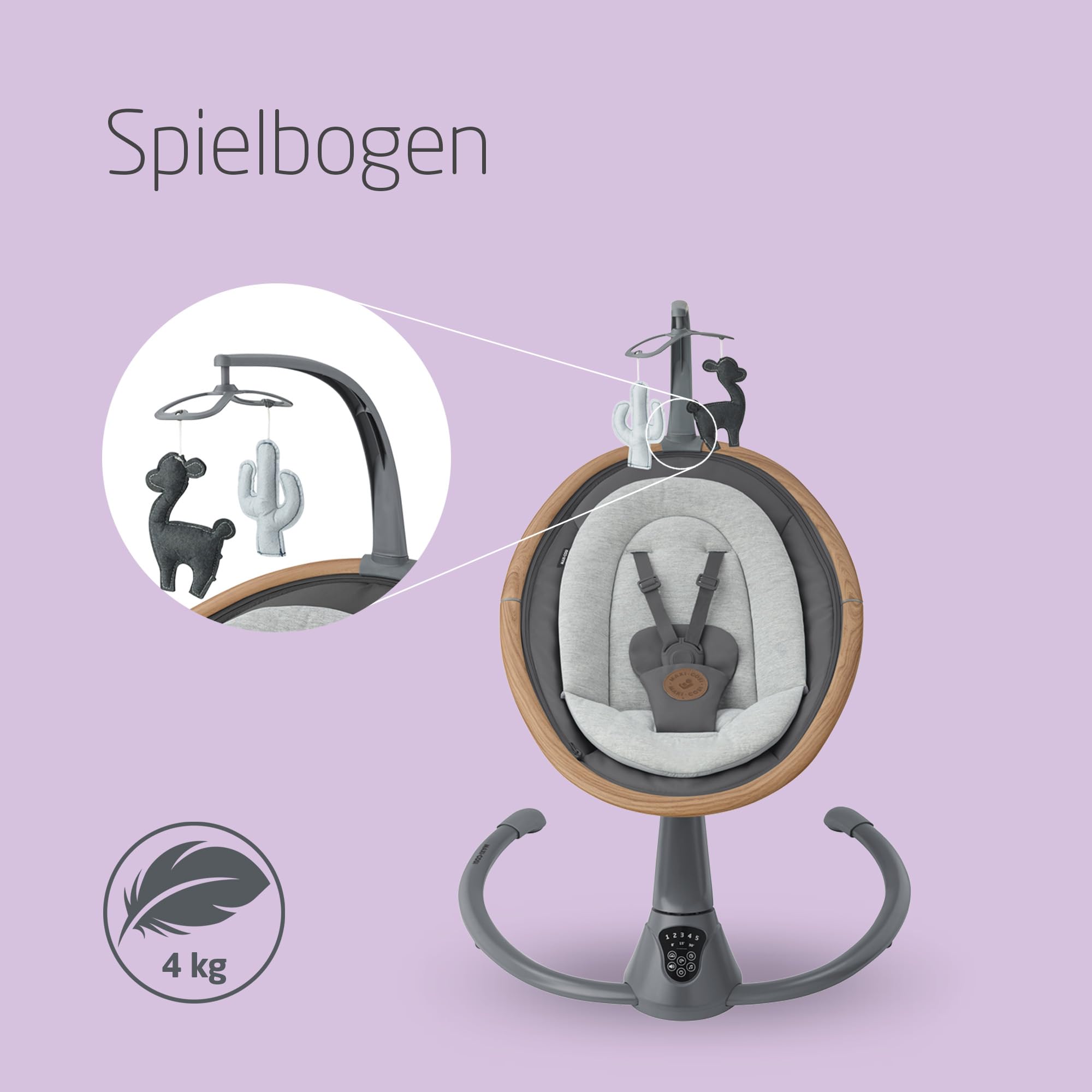 Maxi-Cosi Cassia Babywippe Elektrisch, 0–6 Monate, max. 9 kg, Babyschaukel Elektrisch, 12 Melodien, 360°-Sitzdrehung, automatische Bewegungserkennung, 5 Geschwindigkeiten, Essential Graphite 5