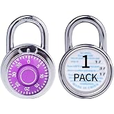 XanHen Combination Padlocks with Metal Body, Indoor Use for Gym Lockers &amp; School Locker, &zwnj;Purple, 1-Pack