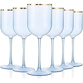 Liacere Blue Wine Glasses Set of 8-14oz Blue Plastic Wine Cups with Gold Rim - Dishwasher Safe Plastic Wine Cups with Stem Reusable & Unbreakable Disposable wine glasses for Party,Wedding,Birthday