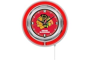 Holland Bar Stool NHL Unisex-Adult Double Neon Ring, 15" Dia. Logo Clock