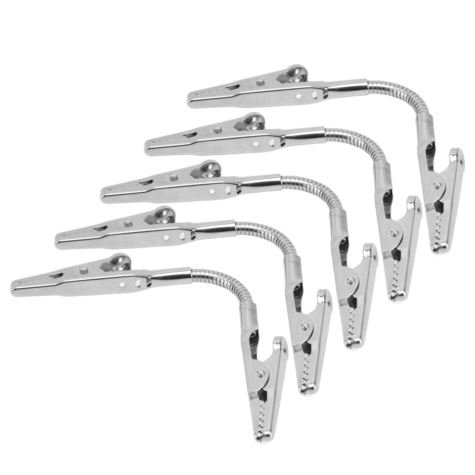 Metal Wire Alligator Clips 5Pcs Long Tailed Alligator Clamps Table Number Holders 4.96x0.43inch Double Head Pictures Memo Noteclips Clamps for DIY Crafts Photo Card