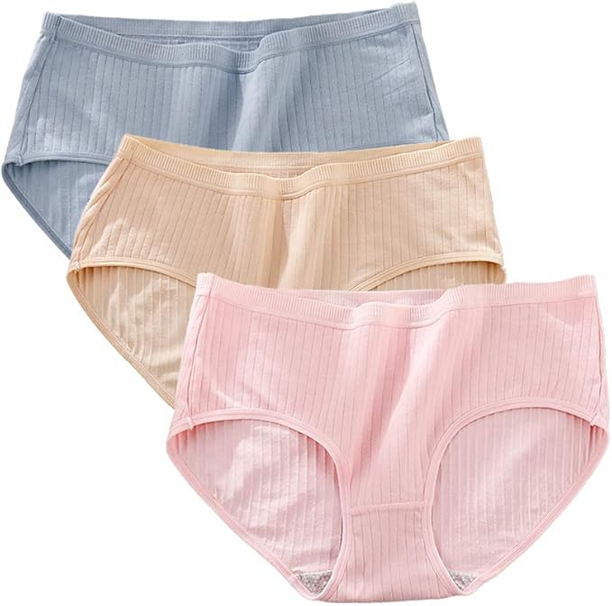 Womens Cotton Underwear Plus Briefs Bikini Panties Mid Waist Underpants
