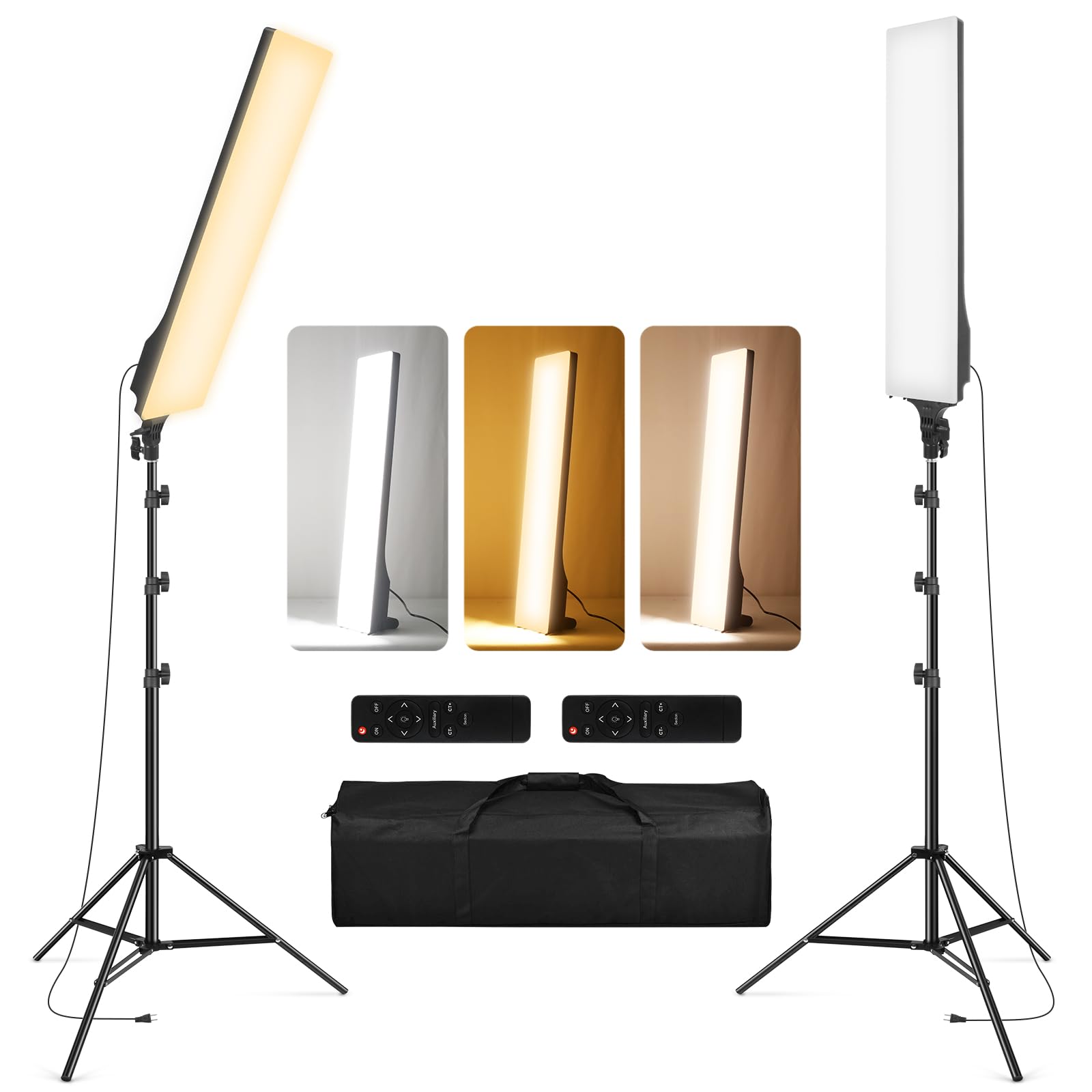 Photo 1 of 23.6" LED Video Light 2-Pack Full Screen Photography Lighting Kit 2500-7500K Dimmable Photo Studio Light Streaming Light with Remote Control & 6.5ft Stand for Filming YouTube TikTok Video Gaming