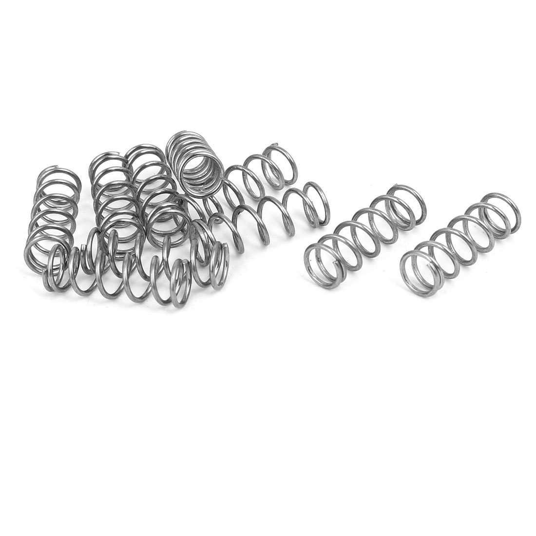 sourcingmap 0.8mmx7mmx20mm 304 Stainless Steel Compression Springs Silver Tone 10pcs