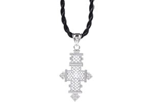 CHUANGBANG JEWELRY Ethiopian Cross Pendant Necklaces Chain Sliver Plated Jewelry