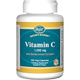 Baar Nature's Blessing Vitamin C, 1,000 mg, 100 Veg Capsules | Bioflavonoid complex, vegetarian capsules, convenient daily supplement