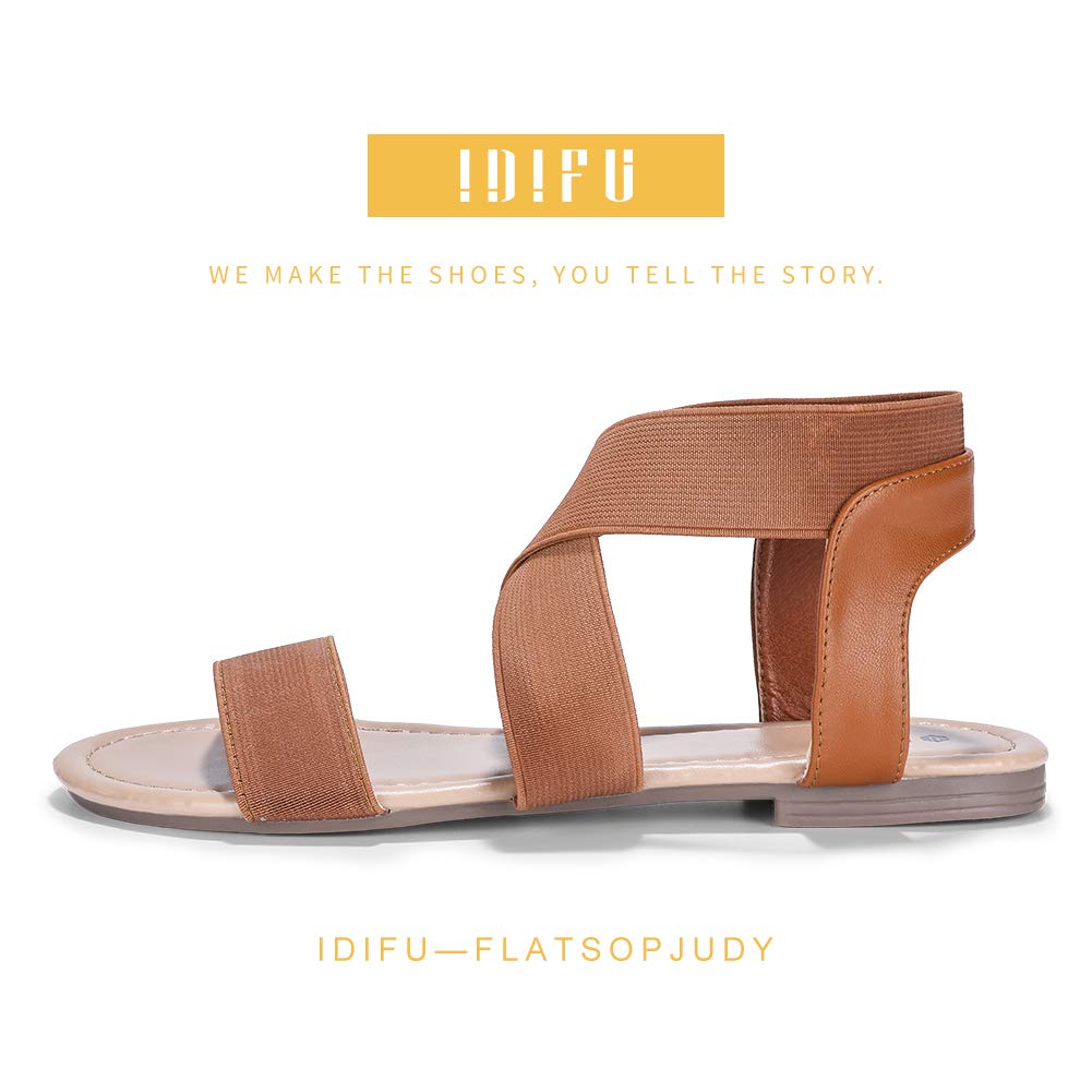 IDIFU Women's Elastic Flat Sandals Criss-Cross Open Toe Ankle Strap Summer Shoes - Image 3