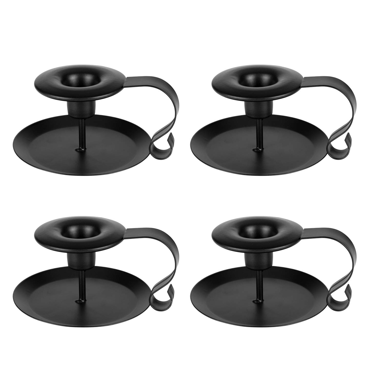 IBLUELOVER 2pcs Metal Black Candle Holder Retro Iron Taper Candlestick Holder Simple Vintage Chamberstick Stand Table Decor for Dinner Party Wedding Valentine Christmas Banquet