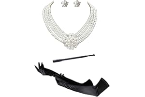 Zivyes Audrey Hepburn Holly Golightly Breakfast at Tiffanys Costume Accessory Necklace Gloves Holder