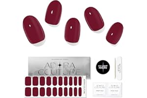 ADORA COUTURE Semi Cured Gel Nail Strips Kit - 20pcs Uv Gel Nail Stickers with Uv Light - Deep Red Glossy Nail Wraps - Gel Stickers for Nails Uv Light (Red Delicious)