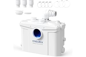 Ensurix 1200W Macerator Pump – 2800GPH, 28FT Vertical Lift Toilet Water Pump with Anti-Backflow, PCB Smart Control, IPX4 Waterproof, Macerator Pump Basement for Toilet, Sink, Bathroom etc.