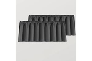 Mrs.Naturall Door Curtains for Door Window,Small Blackout Valance Curtains,Dark Grey,36 x 16 Inch Length