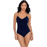 MagicSuit Women's Swimwear Solid Isabel Tummy Control Ruffle Front Soft Cup One Piece Swimsuit