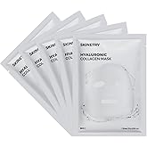 Skinetry Bio Collagen Face Mask, 5-Pack Hydrating Face Masks with 7 Peptides, Hyaluronic Acid, Niacinamide, Centella, Rose Water, Ceramide, and B5, Glass Skin Tightening&Lifting American Sheet Masks