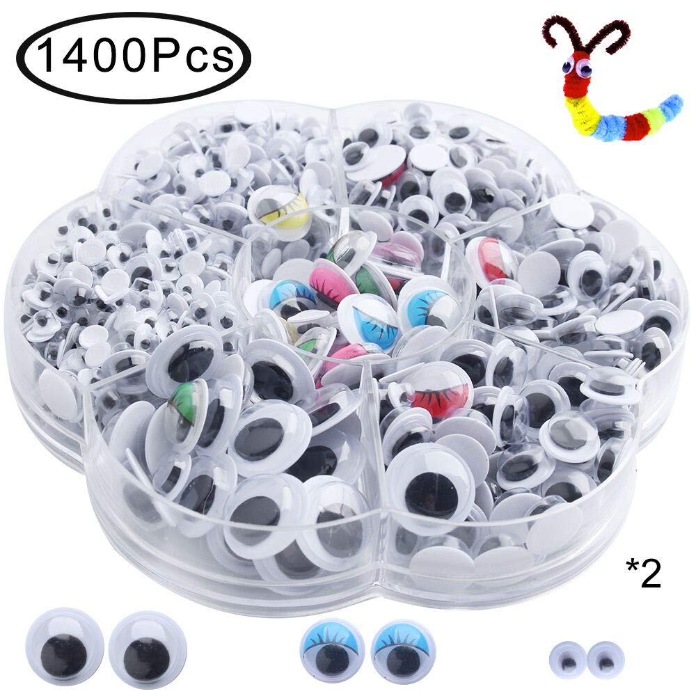 Wiggle Eyes Googly Eyes Sticky 412MM, Outee 1400 Pcs SelfAdhesive