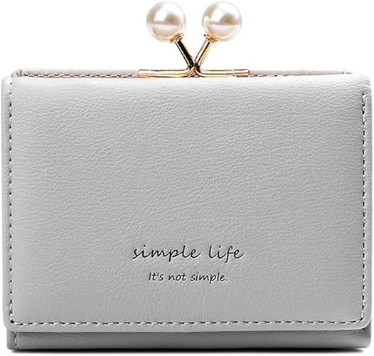 Amazon Hsfeo ミニ財布 レディース 三つ折り スナップボタン 真珠のがま口 ウォレット 手のひらサイズ カード 小銭入れ 小さい財布 コンパクト かわいい 仕切り おしゃれ 短財布 金運アップ 軽量 大容量 6色 グレー 財布