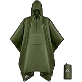Coralrain Hooded Rain Poncho Lightweight Waterproof Unisex Raincoat Jacket with Pocket for Men Women Adult