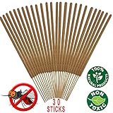 Mosquito Sticks - All Natural Insect Repellent Incense Sticks - Eco friendly - non toxic - Bamboo Infused with Lemongrass & grapefruit peel (Pack of 30)