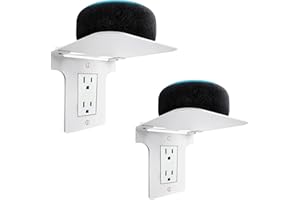 ALLICAVER Metal Outlet Shelf Wall Holder for Decora Outlets - Bathroom & Kitchen Organizer with Cord Storage, Quick Install Toothbrush Holder (White, 2 Pack Regular)
