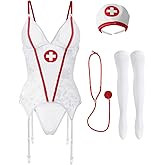 XSPICE Naughty Nurse Lingerie Costume Doctor Uniform Cosplay Outfit for Women with Stethoscope