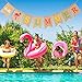 Hello Summer Burlap Banner Rustic Summer Banner with Flamingo Pattern Summer Garland Flag Decoration for Pool Party, Beach Party, Barbecue Party (Color Set 1)