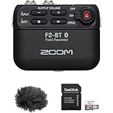 Zoom F2-BT Ultracompact Bluetooth Field Recorder (Lavalier Mic) Bundle with 32GB Memory Card & Fuzzy Windbuster