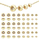 UNICRAFTALE 40pcs 4 Sizes Rondelle Spacer Beads 18K Gold Plated Beads 5/6/7/8mm Loose Beads Smooth Surface Brass Beads Bracelet Beads for Bracelet Necklace Jewelry Making Craft