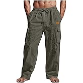 MXTPOV Mens Loose Fit Linen Pants Breathable Lightweight Straight Leg Trousers Summer Beach Travel Pant Resort Wear 2026