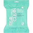 Real Techniques Real Clean XL Makeup Removing Wipes, Hydrating Facial Wipes, Infused With Hyaluronic Acid, Dual-Usage Cleansing Wipes Repair Skin & Gently Remove Makeup, Fragrance Free, 25 Count