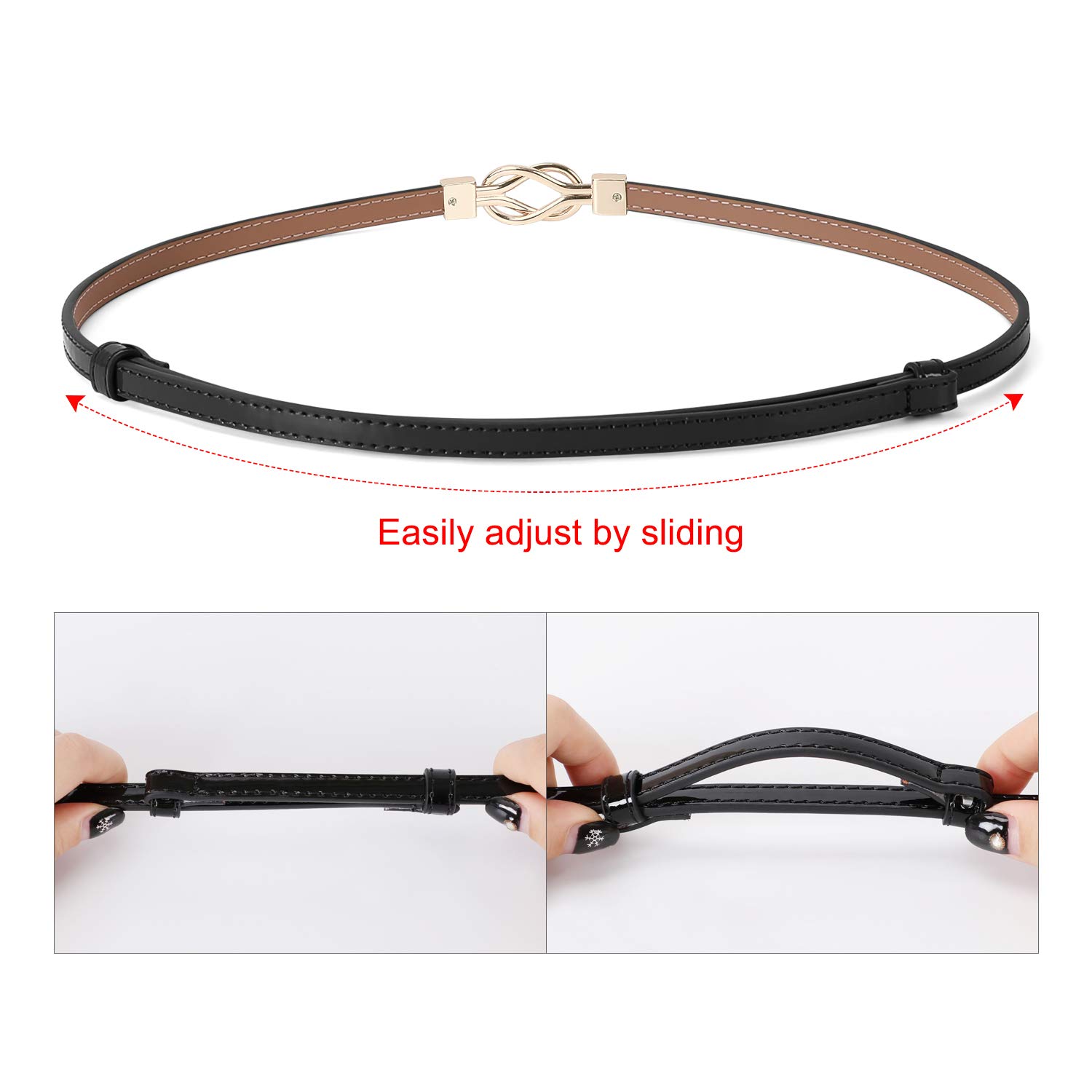Leather Skinny Women Belt Thin Waist Belts for Dresses Up to 37\
