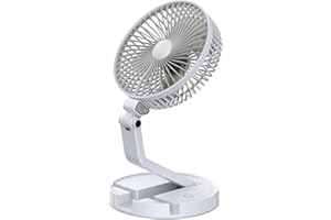 7 Inch LED Desk Fan Cooling 2600mAh Rechargeable Foldable Portable 3 Speeds Wall Hanging with Brightness Modes Phone Holder S