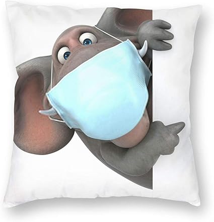 Amazon ゾウの枕カバー 面白い3dイラスト ゾウ マスク付き 投げ枕 クッションカバー 枕カバー 正方形 枕ケース ソファの部屋のための家の装飾的なサイズ66 X 66 Cm 枕カバー ピローケース オンライン通販