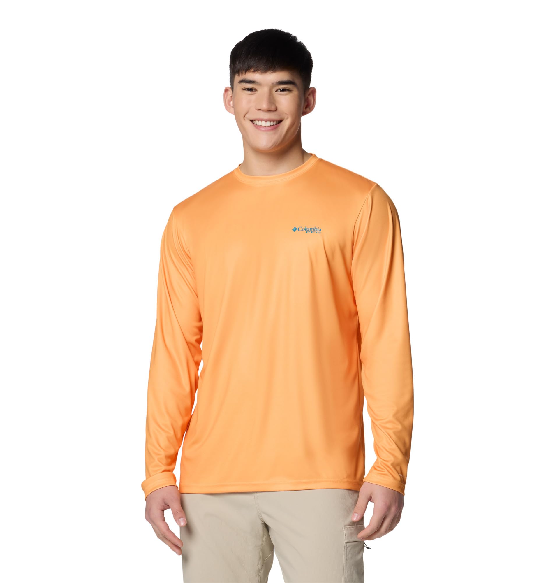 Columbia Men's Terminal Tackle PFG Fish Flag Long Sleeve, Summer Orange/White Offshore Slam, X-Small Image