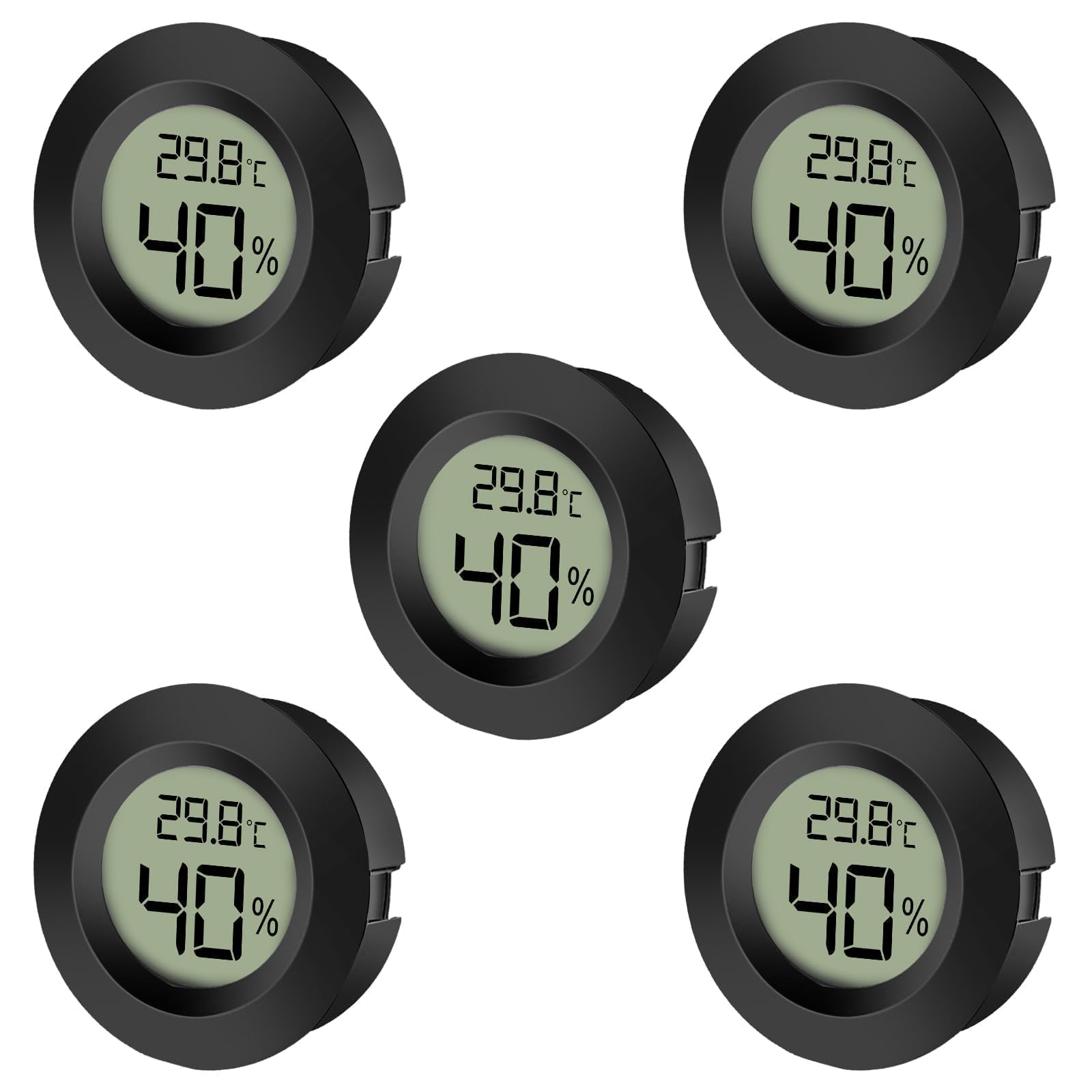 EEEKit 5-Pack LCD Digital Hygrometer Thermometer, Humidity Meter Temperature Gauge for Indoor Greenhouse, Black Round