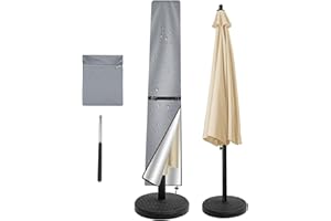 Neween Patio Umbrella Parasol Cover - 210D Waterproof Outdoor Market Umbrella Cover - Fits Market Umbrella 6-9 Feet,Gray