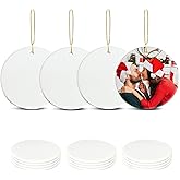 Sublimation Ceramic Ornaments Blanks with Gold String White Round Ornament Decorations Xmas Tree Gift for Heat Press Printing Crafts 12Pcs