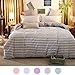 ZHIMIAN Reversible 3 Piece Striped Print Duvet Cover Set with Zipper Closure(1 Duvet Cover + 2 Pillow Shams),Ultra Soft(king Gray)