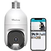 VIMTAG Light Bulb Camera, 2.5K/4MP 360° Outdoor/Indoor Light Bulb Security Camera with Spotlight/Night Vision/PTZ/Speaker/2-W