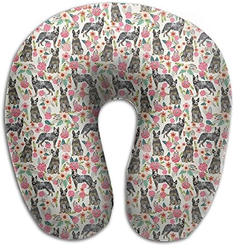 Australian Cattle Dog Florals Travel &amp; Neck Pillow Comfortable U Shaped Cushion