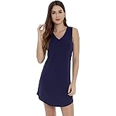 LazyCozy Bamboo Viscose Nightgowns for Women, Soft Night Shirts for Women Sleepwear, Summer Sleeveless V Neck Tank Pajama