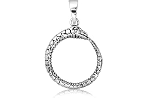 W | S WITHLOVE SILVER WithLoveSilver 925 Sterling Silver Ouroboros Serpent Hoop Snake Infinity Pendant