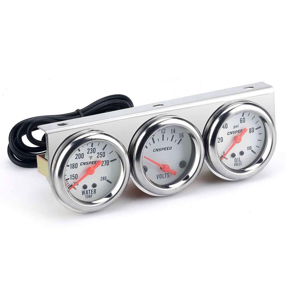 Photo 1 of Carrfan 2'' Triple Gauge Kit Volt Gauge Water Temp Gauge Oil Pressure Gauge