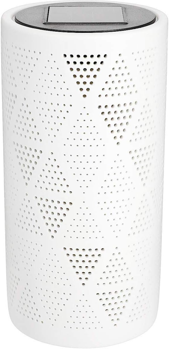 CLAS Ohlson Solar Light Ceramic Lantern, Decorative Garden Patio Table Light, Cut Out Light Up Design (20 cm)