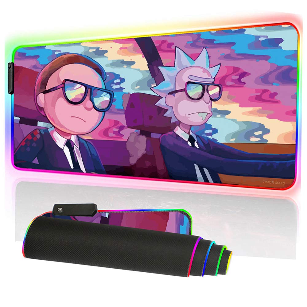 Beoesa RGB Mouse Pad LED Light Gaming Mouse Pad with Rubber Base Colorful Computer Carpet Desk Mat for PC Laptop (31.5 11.8 inch)