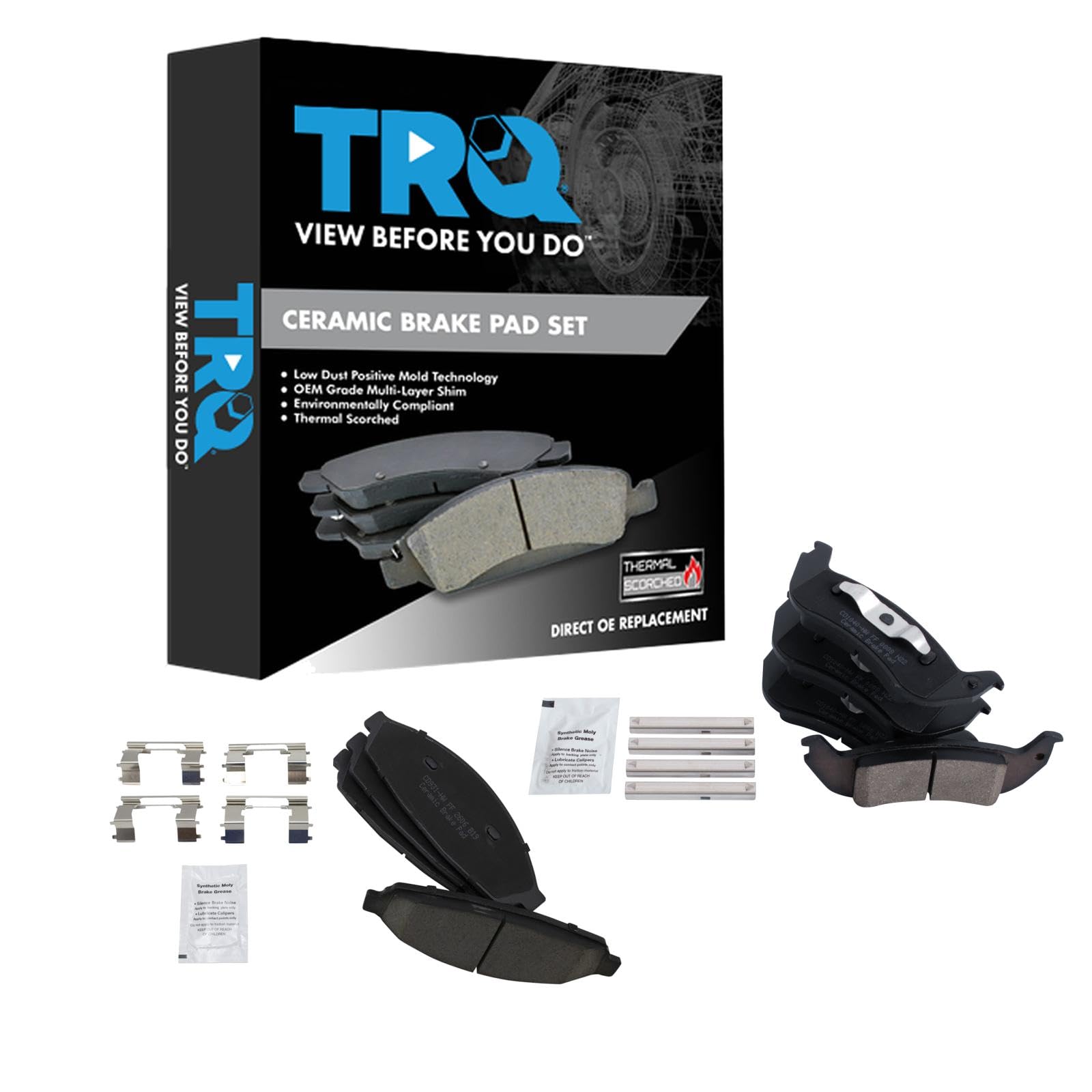 TRQ Front and Rear Brake Pad Set Ceramic Compatible with 2005-2011 Ford Crown Victoria 2005-2011 Lincoln Town Car 2005-2011 Mercury Grand Marquis Image TRQ Front and Rear Brake Pad Set Ceramic Compatible with 2005-2011 Ford Crown Victoria 2005-2011 Lincoln Town Car 2005-2011 Mercury Grand Marquis Image